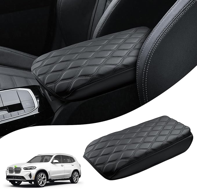 Autorder Center Console Cover for 2018-2022 2023 2024 BMW X3 Accessories Armrest Cushion Cover Nappa Leather Middle Console Covers X3 Console Cushion Pad Anti-Scratch