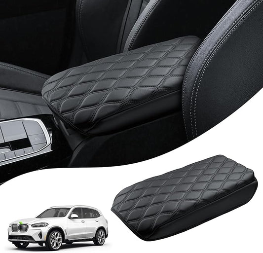 Autorder Center Console Cover for 2018-2022 2023 2024 BMW X3 Accessories Armrest Cushion Cover Nappa Leather Middle Console Covers X3 Console Cushion Pad Anti-Scratch