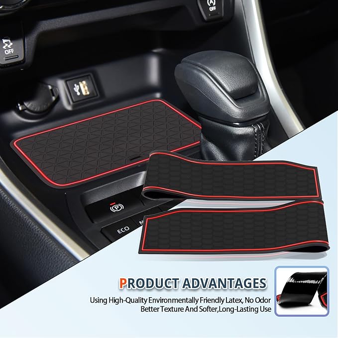Ruiya 2025 RAV4 Door Slot Mats for 2025 Toyota RAV4 Accessories Center Console Liner Mats Compatible with 2019 2020 2021 2022 2023 2024 2025 Toyota RAV4 Hybrid/LE/XLE/Limited/XLE Premium(12PCS/Sets)