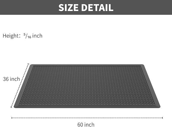 Rubber Scraper Mat for Shoes - Heavy Duty Non-Slip Entryway Mat, Mud Trapping with Deep Grooves, Waterproof Anti-Fatigue for Indoor/Outdoor, Garage Home Dust Control (2 Pack - 60" x 36")