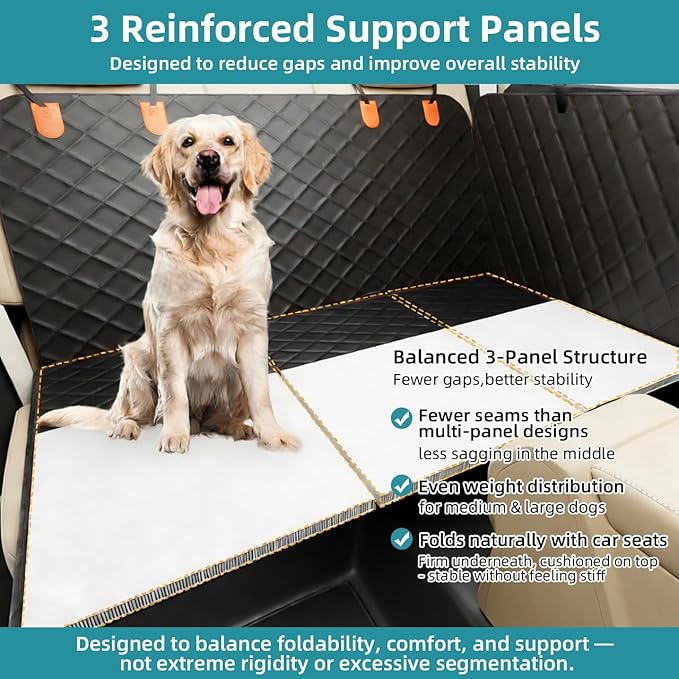 Waterproof Dog Car Seat Cover for Back Seat – Heavy Duty Back Seat Extender for Dogs with Hard Bottom, 7-Layer Protection, Non-Slip & Scratchproof, Easy to Install (Black)
