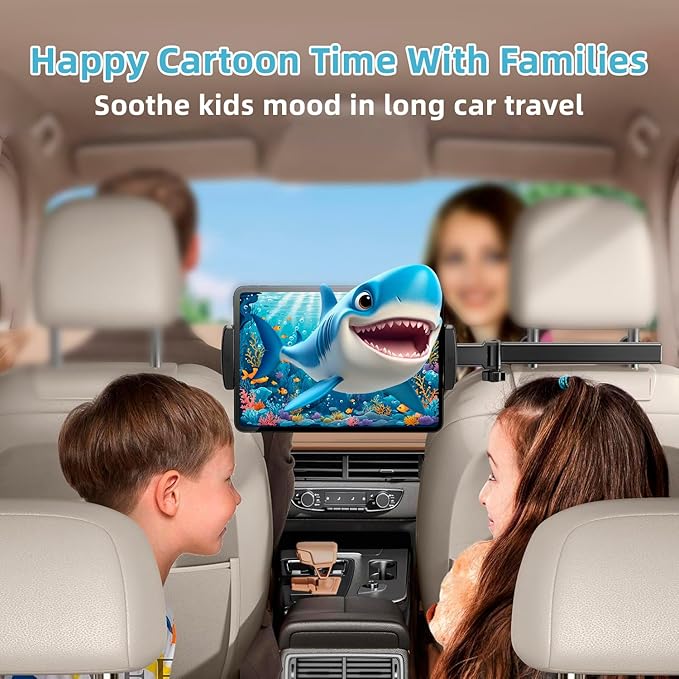 Foldable Car Headrest Mount - Universal Tablet Holder for 5.1-15.6" Phones & Tablets, iPad, Samsung, Switch | Compact Backseat Stand for Kids Long Drive Travel Essentials