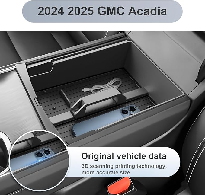 SKTU for 2024 2025 2026 GMC Acadia Center Console Organizer for 2024 2025 2026 GMC Acadia (Elevation/AT4/Denali) Console Tray 2024 2025 2026 Acadia Accessories with Sunglasses Holder