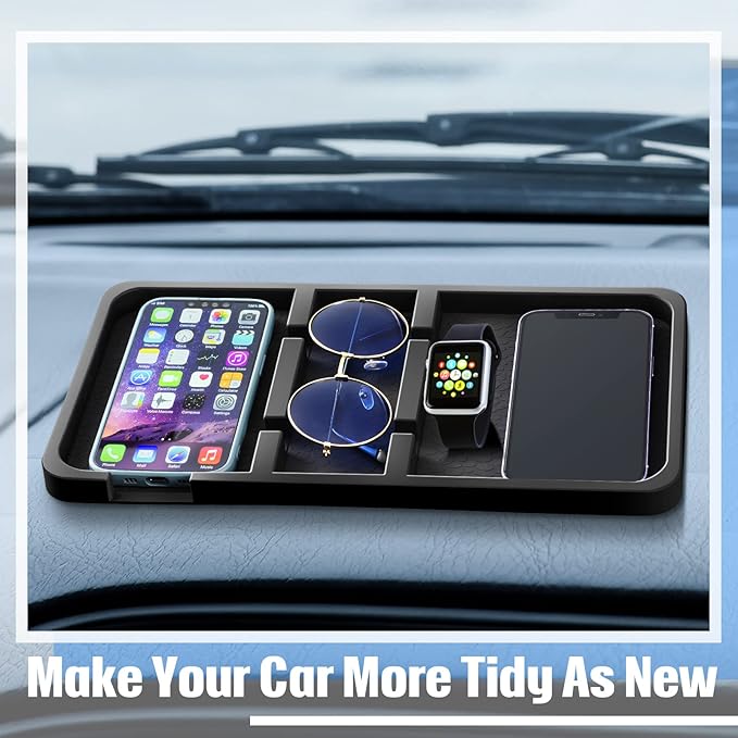 Yulejo Extra Large Dashboard Mat for Car Dashboard Accessories, Anti Skid Car Pad Compatible with All Smartphone Car Non Slip Pad for with Non Marking Tape (Trendy)