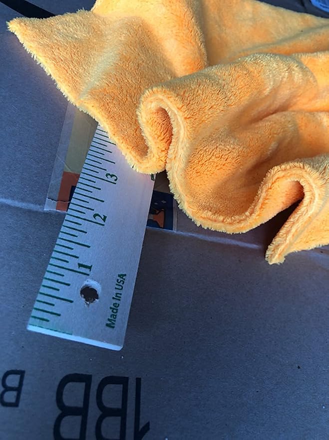 Plush Edgeless Microfiber Towel for Car, Soft Drying Wash Detailing Buffing Polishing Towel, 530 GSM 6Pack 16 x 16inches (Orange, 6Pack)