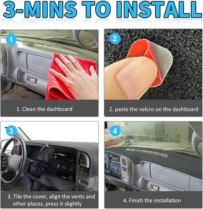 POSAID Dash Cover for 1997-2000 Chevy Chevrolet Silverado/GMC Sierra C1500 C2500 C3500 K1500 K2500 K3500, Dashboard Cover for 1997-1999 Chevy Tahoe/GMC Yukon, for 1999-2000 Cadillac Escalade, Gray