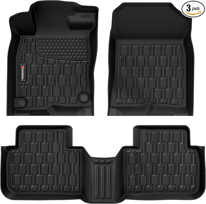 Floor Mats Compatible with Honda Civic 2022-2025 2026 (Fits Rear Seats with or Without USB Ports) | for Acura Integra 2023-2025, All Weather TPE Floor Liners, Custom Fit Car mats, 1st & 2nd Row, Black