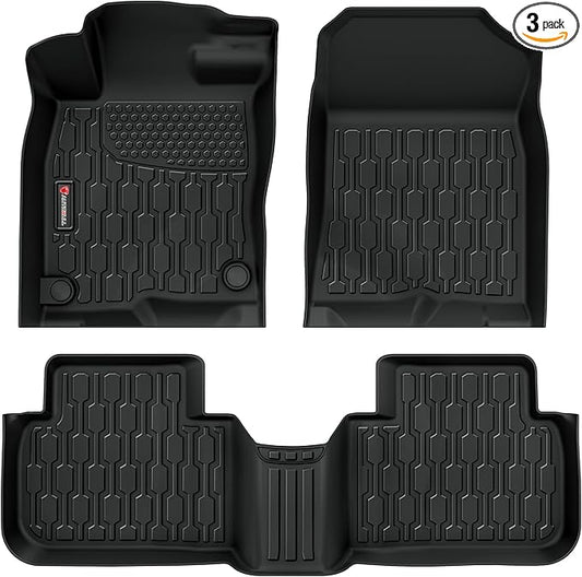 Floor Mats Compatible with Honda Civic 2022-2025 2026 (Fits Rear Seats with or Without USB Ports) | for Acura Integra 2023-2025, All Weather TPE Floor Liners, Custom Fit Car mats, 1st & 2nd Row, Black
