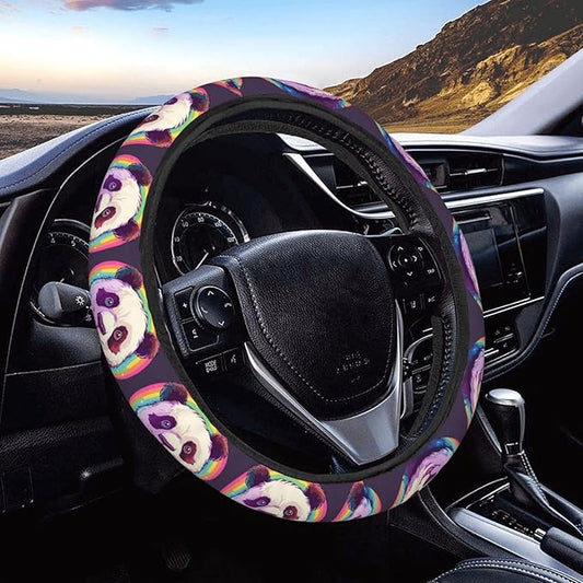 Rainbow Panda Steering Wheel Covers Anti-Slip Elasticity Car Accessories Steering Wheel Protector Universal 15 Inch for Cars SUV Vehicle Truck