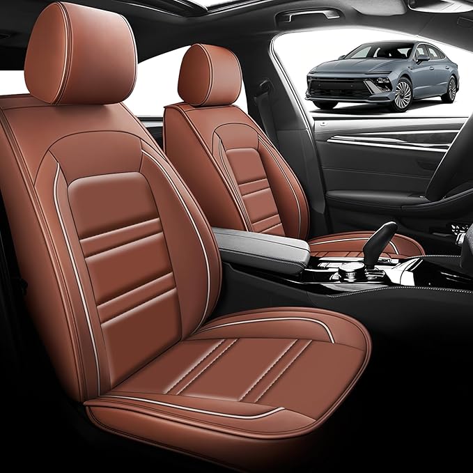 Seat Cover for Hyundai Car Sonata 2002-2025 | Car Seat Covers Front Seats, Waterproof Seat Protectors, Automotive Front Seat Covers (Front Seat, Coffee)