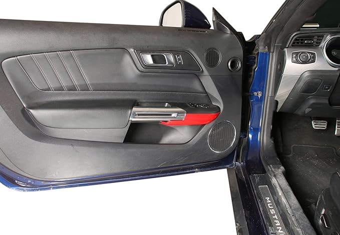 Door Armrest Panel Trim Cover Inner Door Handle Frame Sticker Compatible with Ford Mustang 2015-2025 Interior Accessories (Red)