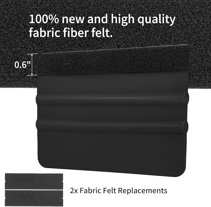 Squeegee for Vinyl, 2 Pcs With Extra 2 Felt Replacements, 4 Inch Wrap Tools for Car Wrap, Craft Sign Making, DIY Crafting, Window, Black and Dark Blue