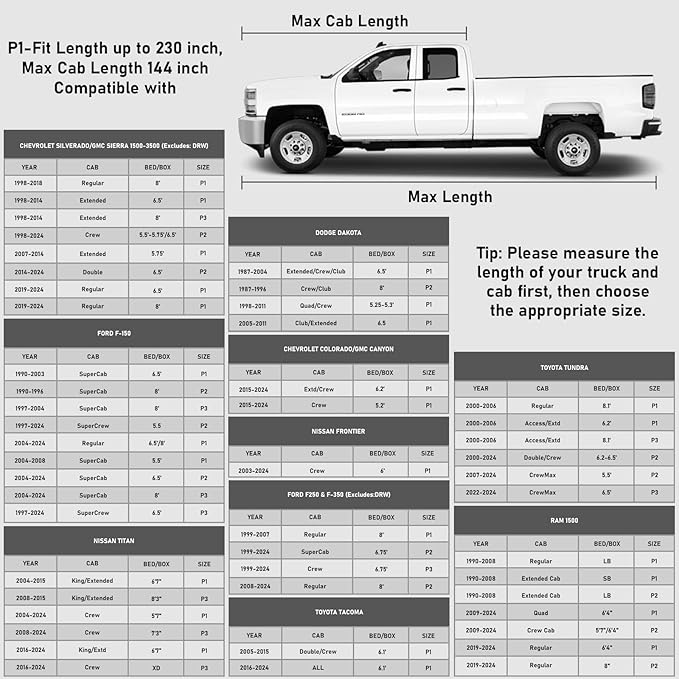 Favoto 6 Layers Truck Cover Waterproof - All Weather Heavy Duty Outdoor Pickup Car Cover Sun UV Rain Protection Windproof with Door Zipper Universal Fit (Length Up to 228 inch)