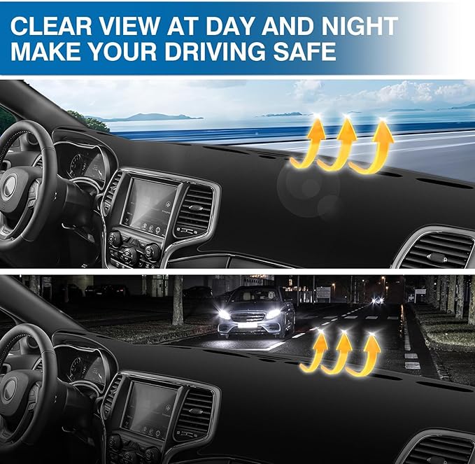 KUST Car Dash Cover for 2011-2020 2021 Jeep Grand Cherokee (NOT for Jeep Cherokee & Grand Cherokee L) Non-Slip Dashboard Cover Polyester Interior for Grand Cherokee Accessories No Glare Black