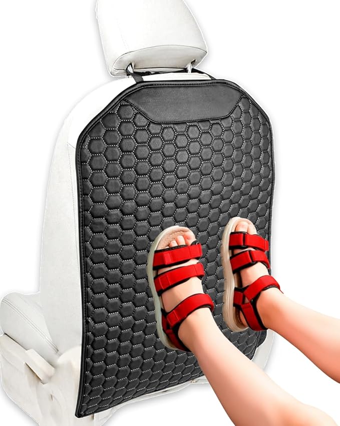 Owleys Kick Mat Back Seat Protector - Car Back Seat Cover for Kids Feet - Waterproof & Sturdy Protector for Upholstery from Dirt, Mud, Scratches and Stain (Black)