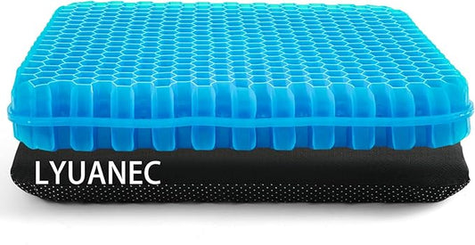 Gel Seat Cushion for Long Sitting - 16.5" x 14.5" x 2.4" (Extra Thick＆Soft) Gel Cushion for People Over 185 lbs, Pressure Relief Cushion for Office Chair, Egg Cushions for Wheelchair, Gel Pad for Car