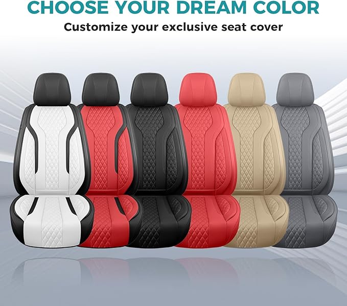 Leather Car Seat Covers - Breathable Faux Leather Seat Covers Full Set for Cars SUV Sedan - Waterproof - RED