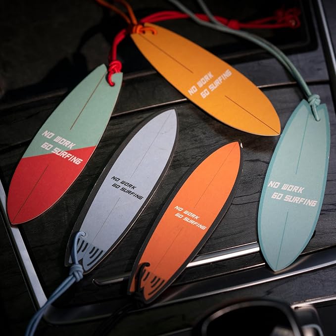 THEDOTS 15 Pack Sicilian Orange Surfboard Hanging Car Air Fresheners, Detachable Message Cards with Surfing Art, Long-lasting Scent for Car & Home