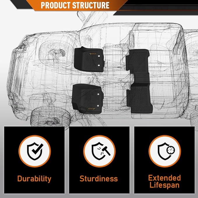 ANDPLAY TPE Floor Mats Liners 3 PCS Compatible with Tesla Model Y 2020 2021 2022 2023 2024(Only for 5-Seat) All Weather Protection Black Floor Liners alfombras para carro