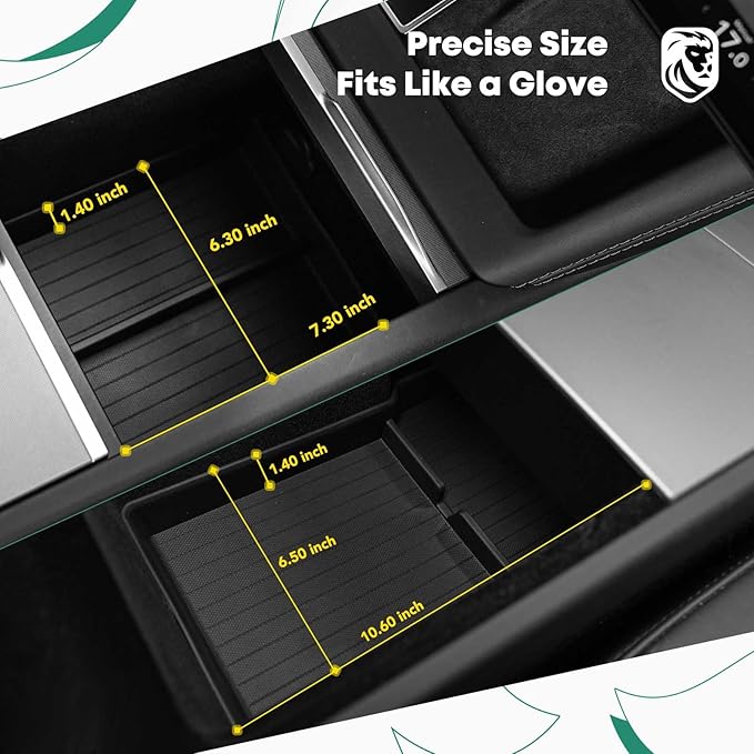 YHTAUTO Lower Center Console Organizer Tray Compatible with 2024 2025 Tesla Model 3 Highland (Standard/Premium/Performance), TPE Hidden Storage Box, Model 3 Highland Accessories 2PCS