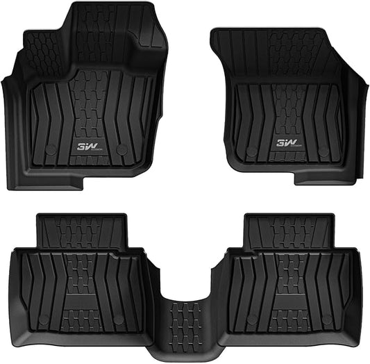 3W Floor Mats Fit 2017-2020 Ford Fusion (Include Hybrid) & Lincoln MKZ All Weather TPE Custom Fit Floor Liner, 1st & 2nd Row Full Set Car Liners Black