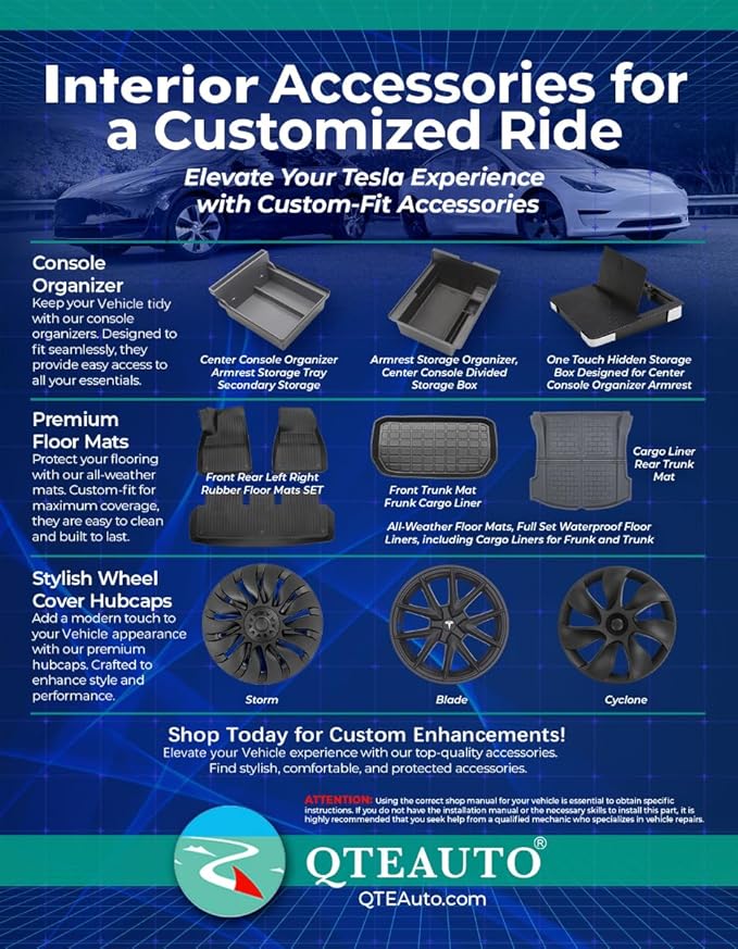 PM Auto Set of 3 Floor Mats for Tesla Model 3 2017-2023 (Except Highland), All-Weather TPE Custom Fit Car Floor Mats