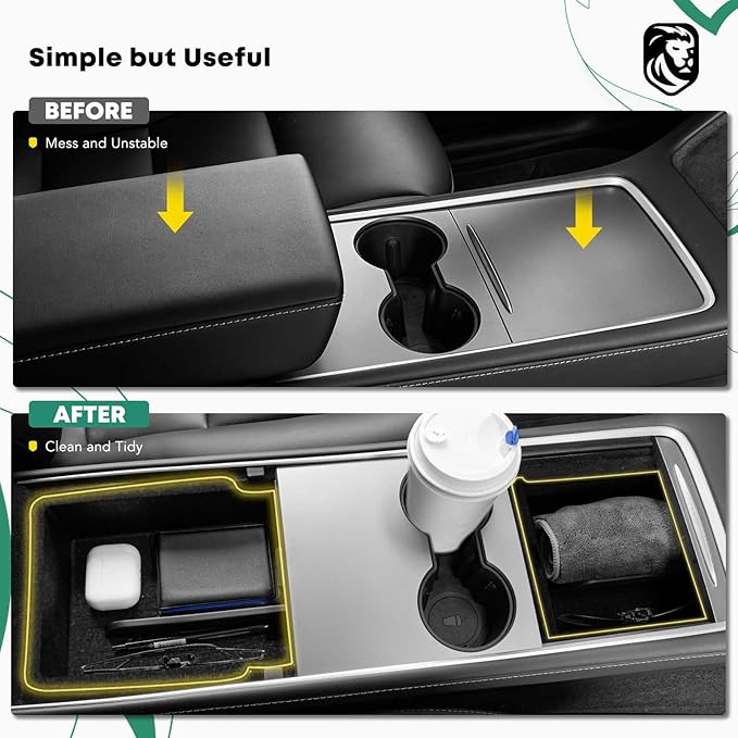 YHTAUTO Center Console Organizer Tray Armrest Drawer Organizer Fit 2024 2025 Tesla Model 3 Highland, Center Console Tray Armrest Hidden Storage Box Flocking Interior Accessories 2PCS