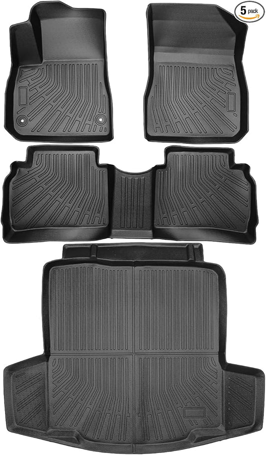 Floor Mats & Cargo Liner Set Custom Fit for Chevy Malibu 2025 2017-2024 All Weather Protection for Car Mats Anti-Slip TPE Odorless Floor Liners Chevrolet Malibu Accessories