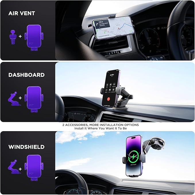 Wireless Car Charger,【7 Colored RGB Backlit】 Mosurr 15W Auto Clamping Phone Holders for Your car fit for iPhone 16 15 14 Mini Pro Max, Samsung Galaxy S25 Ultra S24 S23+, etc, Fathers Day for Gifts