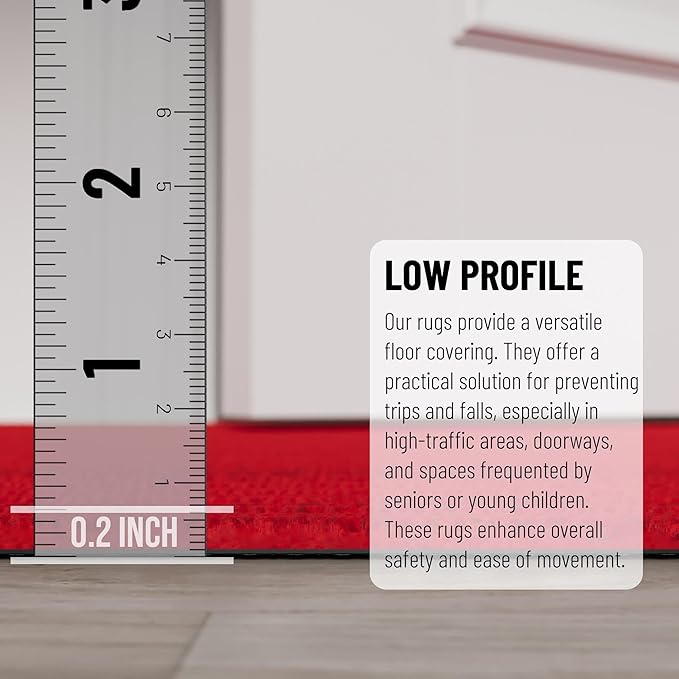 Ottomanson 5' x 6'6" Mud Mat Area Rug Scraper Carpet - Non-Slip, Dirt Trapping for Indoor & Outdoor Use - Ideal for Entryway, Garage, Kitchen, Patio & High-Traffic Areas, Red