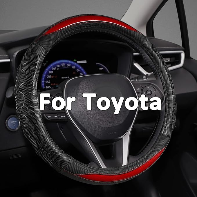 GIANT PANDA Steering Wheel Cover for Toyota Tacoma,4Runner,Tundra,Sequoia, Large Size - Red