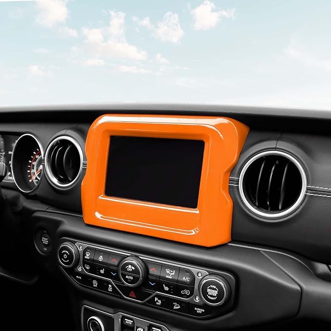 RT-TCZ for Jeep JL Center Console Radio Display Panel Trim Cover for Jeep Wrangler JL JLU Gladiator JT 2018-2023 Orange Interior Accessories 7 inch