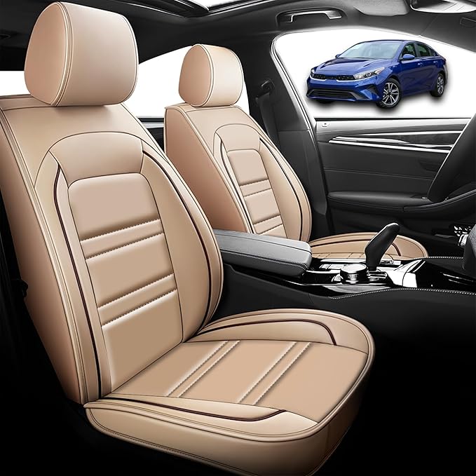 Seat Cover for kia Forte 2010-2024 | Car Seat Covers Front Seats, Waterproof Seat Protectors, Automotive Front Seat Covers (Front Seat, Beige)