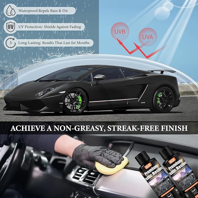 240ML Plastic Restorer for Cars, Car Plastic Restorer, Black Trim Restorer, Restores Faded Plastic, Plastic Restorer for Car Exterior & Interior