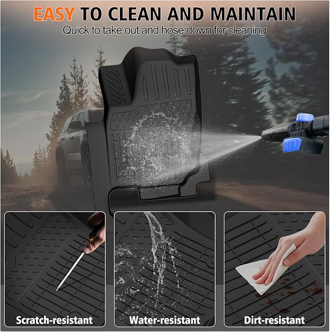 Floor mats & Trunk Mat Custom Fit for 2025 Toyota 4Runner 5 seat (Non for Hybrid/EV), All Weather Protection TPE Rubber Floor Liners Anti-Slip Waterproof Cargo Mat 2025 Toyota 4Runner Accessories