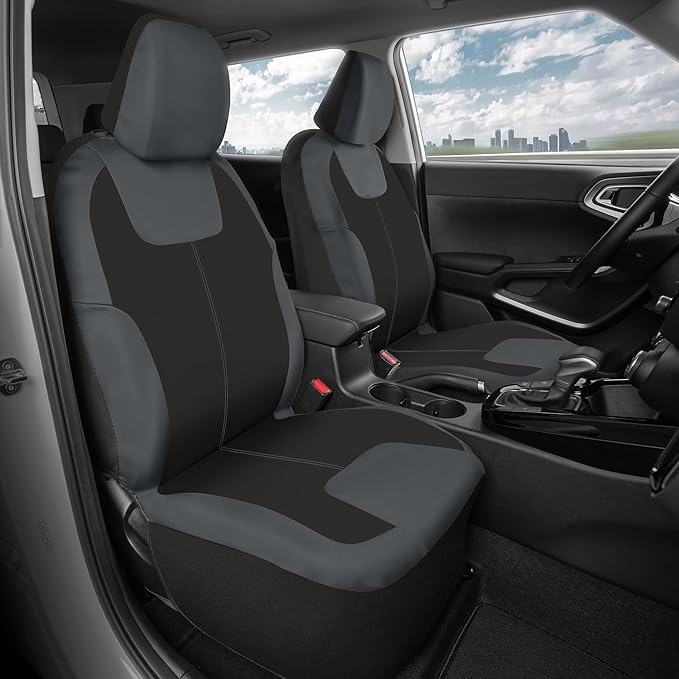 Motor Trend 2 Waterproof Front Seat Covers + 2 Trimmable Floor Mats – Universal Fit Car Interior Combo Set for Cars, Trucks, SUVs & Vans – All-Weather Protection for Vehicle Seats & Flooring