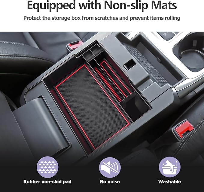 LUWU for Ford Explorer Accessories Center Console Organizer 2020-2024 Ford Explorer XLT/Limited/Active/ST-Line/ST/Platinum Armrest Organizer Insert Tray Ford Explorer Armrest Console Organizer (Red)