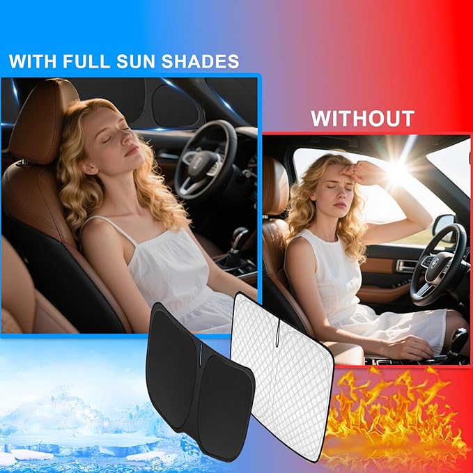 KMF 8pcs Full Thicken Sun Shades for Ford Escape 2020-2025 Accessories, Car Window Covers Sunshade for Windshield Side Rear, Sun Visor UV Block and Blackout Privacy for Camping