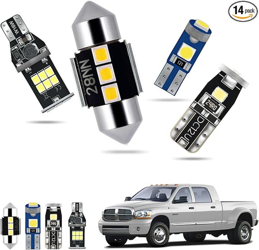 EASY EAGLE LED Interior Car Lights for 2003-2008-Dodge Ram-1500-2500-3500: 14 Piece Kit White LED Light Bulbs - Super Bright 6000K + Install Tool