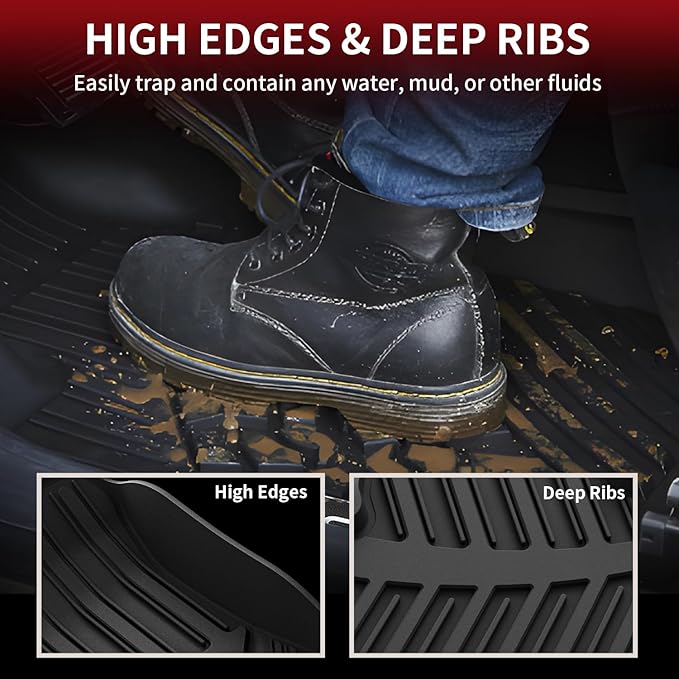 LASFIT Floor Mats for Toyota Highlander 2014-2019 (Not for Hybrid) All Weather Custom Fit Floor Liner for Highlander LE/XLE/SE/Limited/TPE Front and Rear 2 Row Car Mats,Black