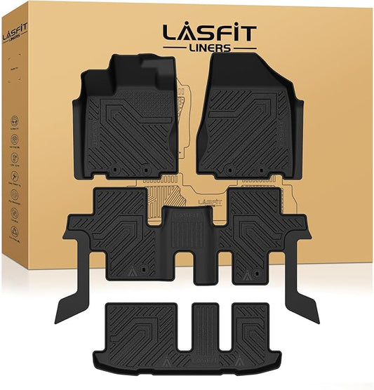 LASFIT Floor Mats for Nissan Pathfinder 2013-2020 / Infiniti QX60 2014-2021 / JX35 2013, All Weather TPE Custom Fit Easy Clean Durable No-Curling Trunk Mat for Pathfinder & QX60 & JX35