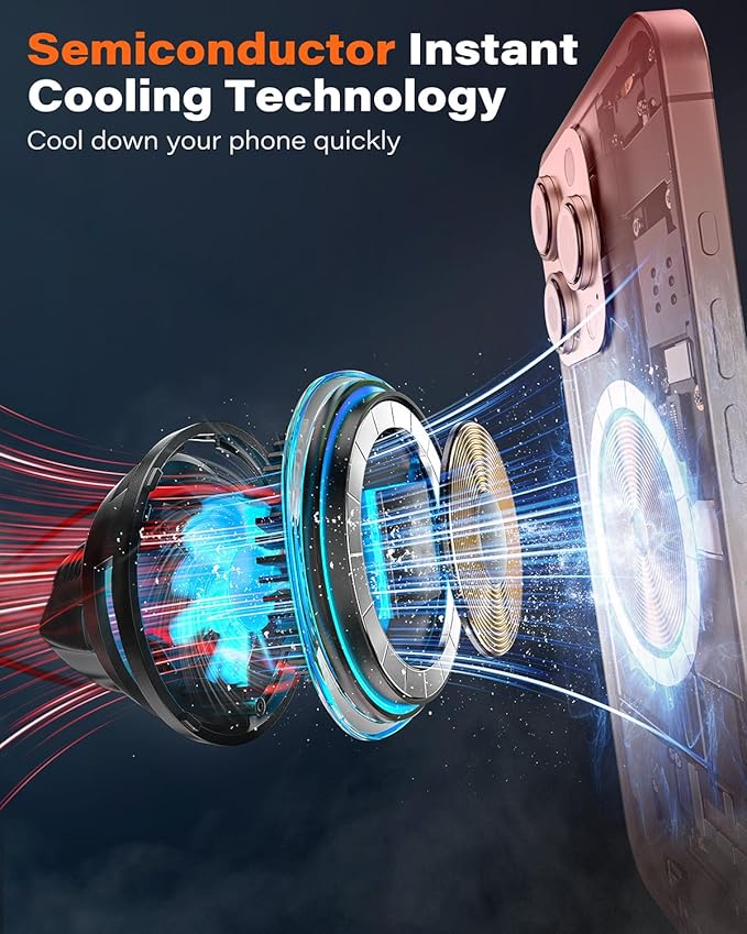 A2C for Qi2 15W MagSafe Car Mount Charger, Magnetic Car Phone Holder Windshield Dashboard [Semiconductor Cooler, PD 30W Adapter, 10.6cm Gooseneck] Fast Charging Wireless Car Charger for iPhone Only