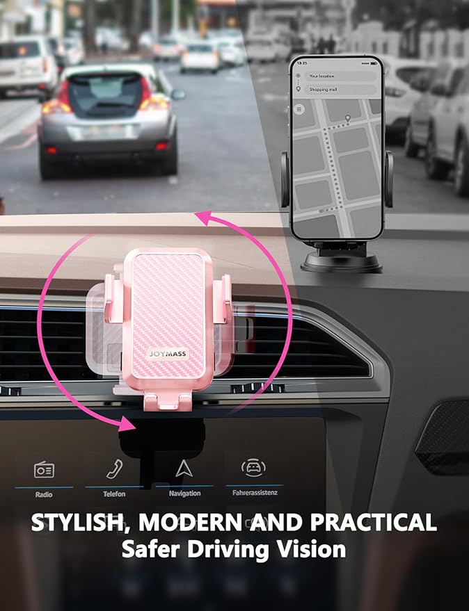 Wireless Car Charger, JOYMASS 15W Fast Charging Auto Clamping Car Charger Cell Phone Holder Mount Vent for iPhone 15 14 13 12 Mini Pro Max, Samsung Galaxy S24 Ultra S23 S22 S21+ Note 20, etc - Pink