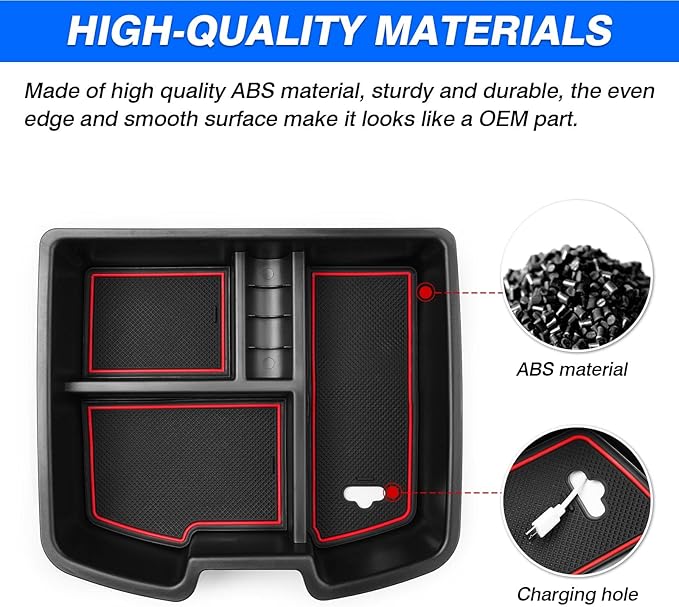 Autorder Center Console Organizer for 2007-2013 Chevrolet Silverado/GMC Sierra 1500 2500 3500 Accessories Armrest Storage Box Secondary Insert Tray with 2 Color Mats