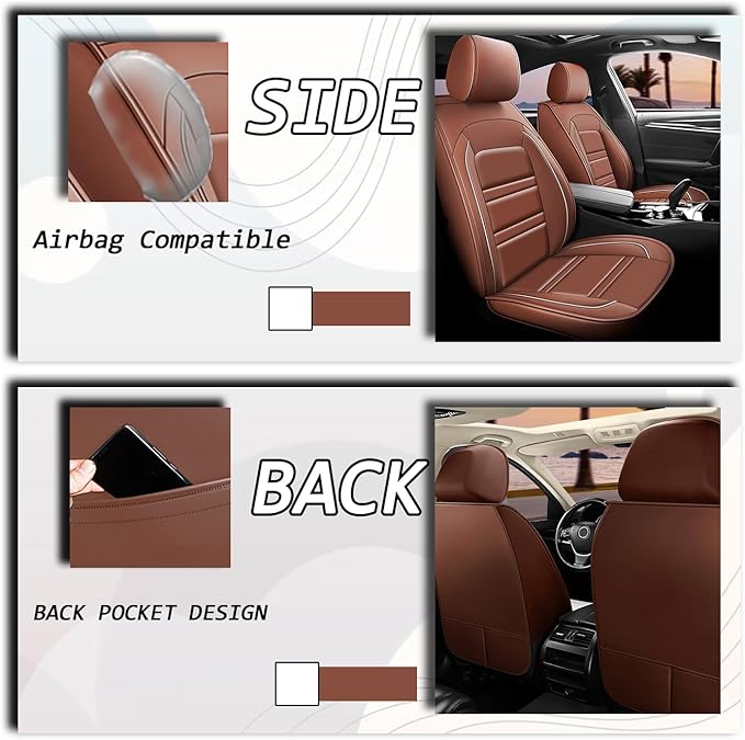 Seat Cover for Dodge ram 3500 2004-2011 | Car Seat Covers Front Seats, Waterproof Seat Protectors, Automotive Front Seat Covers (Front Seat, Coffee)