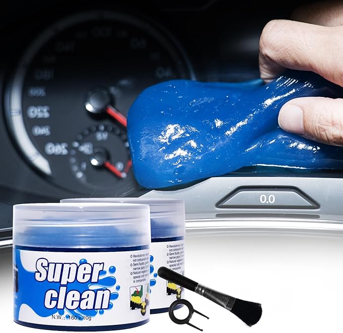 2 Pack Car Cleaning Gel Keyboard Cleaner Universal Auto Detailing Tools Car Interior Cleaner Cleaning Slime Dust Car Crevice Cleaner Car Accessories Keyboard Cleaner (2 Pack (Blue, Pink)