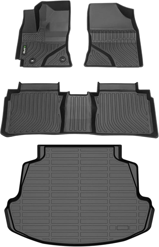 All Weather Car Floor Mats & Cargo Liner for Corolla 2014-2019 (Sedan Only) Custom Fit Full Set Accessories - Black