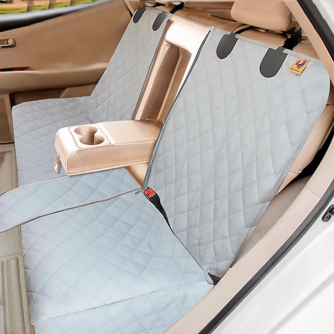 Dog Car Seat Cover for Back Seat, Waterproof Bench Backseat Protector, Nonslip Rear Seat Cover for Kids & Pets, Compatible with Middle Armrests and Fits for Cars, Trucks & SUVs