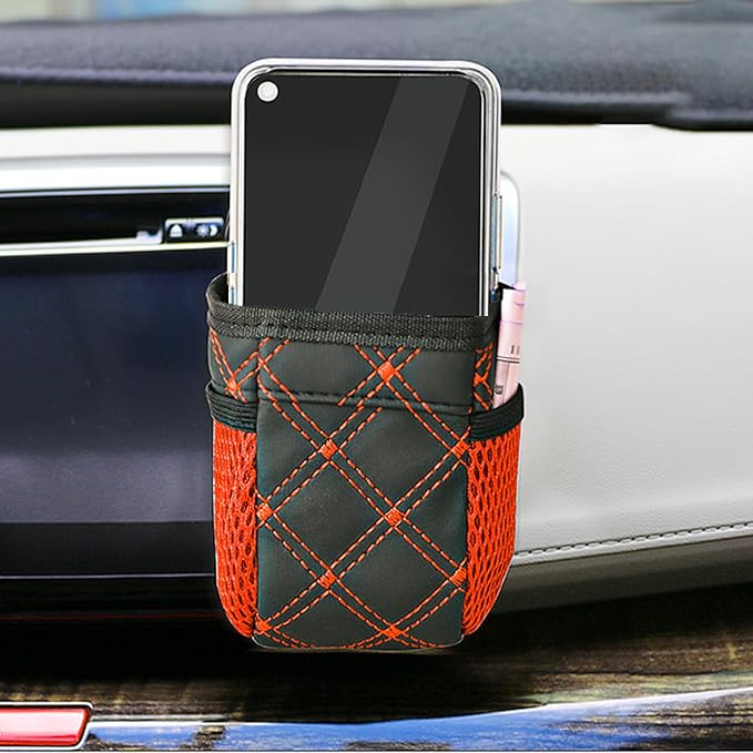 Auto Air Vent Storage Box, Car Air Vent Storage Bag Organizer, Car Air Outlet Bag, Car Mobile Phone Storage Bag, Vent Dashboard Organizer Box, Car Mount Hanging Storage Pouch Bag For Mobile Phone Key