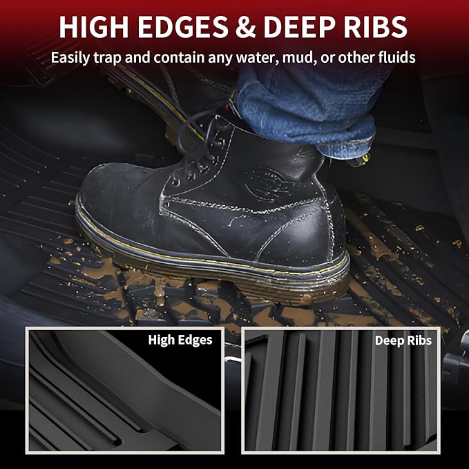 LASFIT Floor Mats for Toyota Camry 2017 2016 2015 LE/SE/XLE/XSE/Hybrid, Custom Fit TPE All Weather Floor Liners for Camry 2015-2017 1st & 2nd Row Car Mats, Black